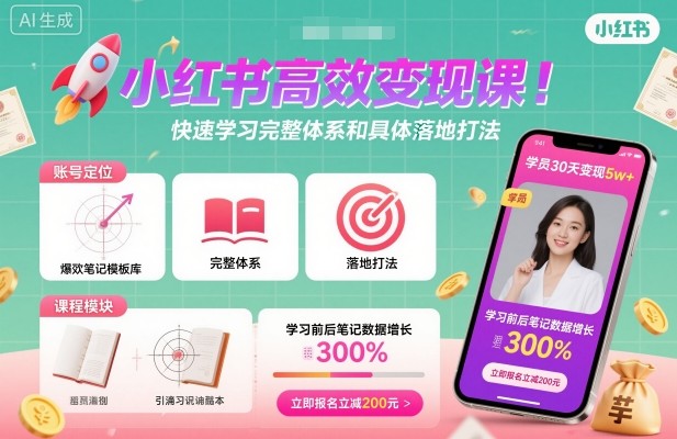 小红书高效变现课，快速学习小红书完整体系和具体落地打法-立业有术