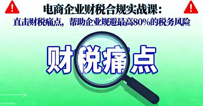 （16232期）电商企业财税合规实战课，直击财税痛点，帮助企业规避最高80%的税务风险-立业有术