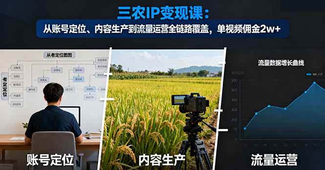 （16229期）三农IP变现课：从账号定位、内容生产到流量运营全链路覆盖，单视频佣金2w+-立业有术
