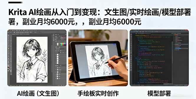 （16222期）Krita AI绘画从入门到变现：文生图/实时绘画/模型部署，副业月均6000元-立业有术
