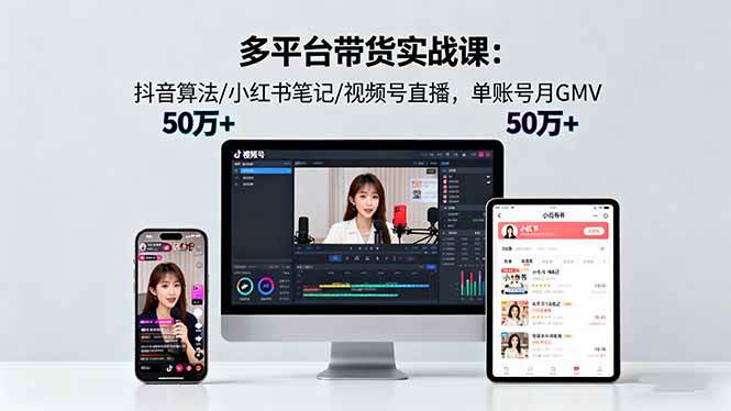 （16254期）多平台带货实战课18.0：抖音算法/小红书笔记/视频号直播，单账号月GMV50w+-立业有术
