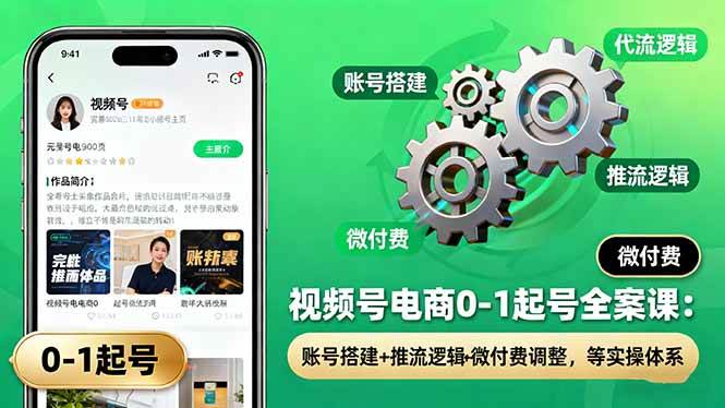 （16262期）视频号电商0-1起号全案课：账号搭建+推流逻辑+微付费调整，等实操体系-立业有术