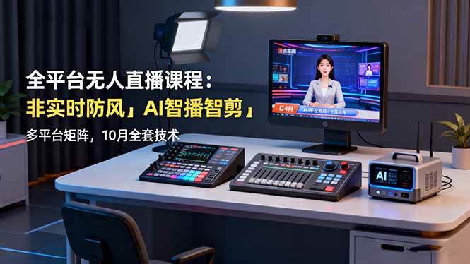 （16279期）全平台无人直播课程：非实时防风＋AI智播智剪＋多平台矩阵，10月全套技术-立业有术