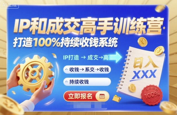 带你成为IP和成交高手的训练营，打造100%持续收钱系统-立业有术