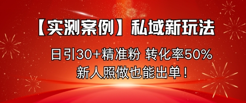 【实测案例】私域新玩法，日引30+精准粉，转化率50%，新人照做也能出单！-立业有术