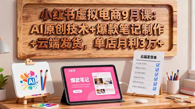 （16287期）小红书虚拟电商9月课：AI原创技术+爆款笔记制作+云端发货，单店月利3万+-立业有术