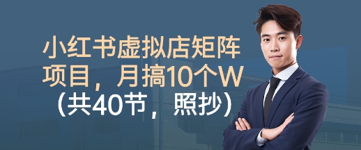 小红书虚拟店矩阵项目，照抄照做，月搞1W+（共40节）-立业有术