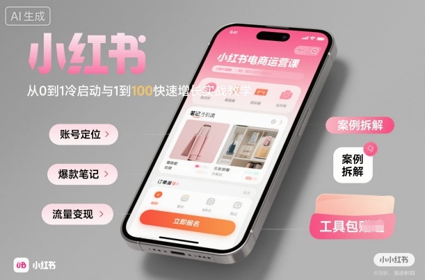 小红书电商运营课：从0到1冷启动与1到100快速增长实战教学-立业有术
