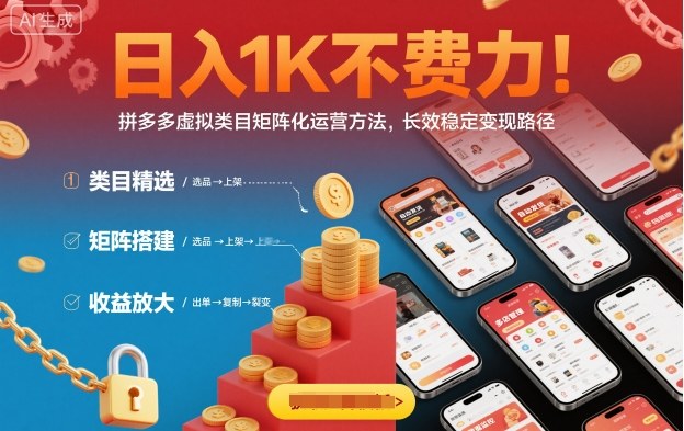 日入1K不费力！拼多多虚拟类目矩阵化运营方法，长效稳定变现路径-立业有术