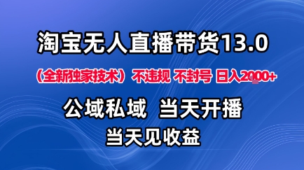 淘宝无人直播13.0，公域私域技术，不封号，不违规布局下半年旺季赛道，日入1K+（独家技术）【揭秘】-立业有术