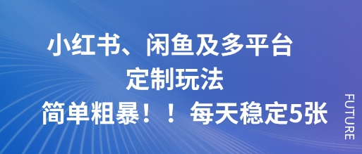 小红书、闲鱼及多平台定制玩法简单粗暴！每天稳定5张-立业有术