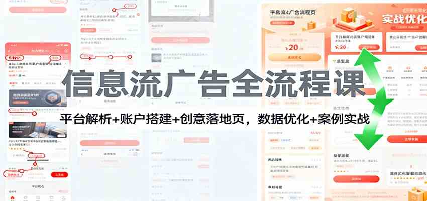 信息流广告全流程课：平台解析+账户搭建+创意落地页，数据优化 + 案例实战-立业有术