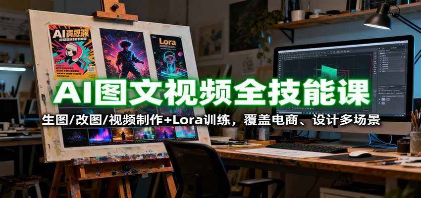 AI图文视频全技能课：生图/改图/视频制作+Lora训练，覆盖电商 、设计多场景-立业有术