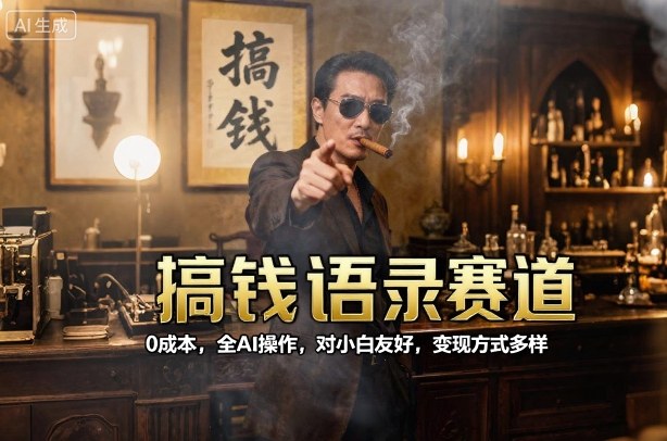 搞钱语录赛道，0成本，全AI操作，对小白友好，变现方式多样-立业有术