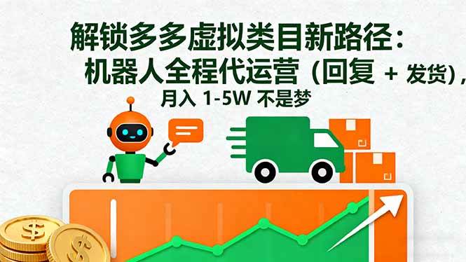 （16302期）解锁多多虚拟类目新路径：机器人全程代运营（回复 + 发货），月入 1-5W…-立业有术