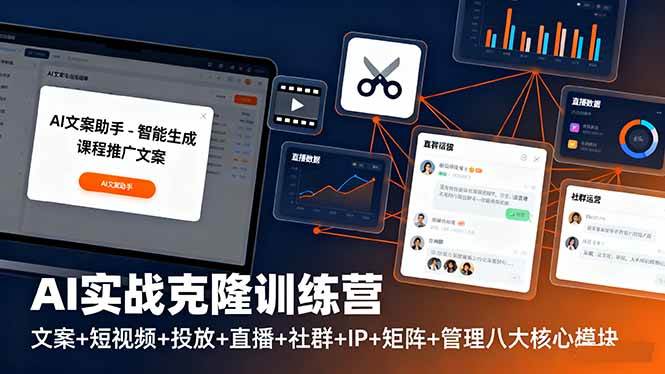 （16328期）AI实战克隆训练营：文案+短视频+投放+直播+社群+IP+矩阵+管理八大核心模块-立业有术