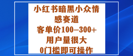 小红书暗黑小众情感赛道，客单价100-300+用户量很大，0门槛即可操作-立业有术