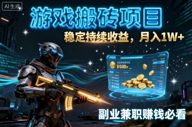游戏搬砖项目，稳定持续收益，月入1W+，副业兼职賺钱必看【揭秘】-立业有术