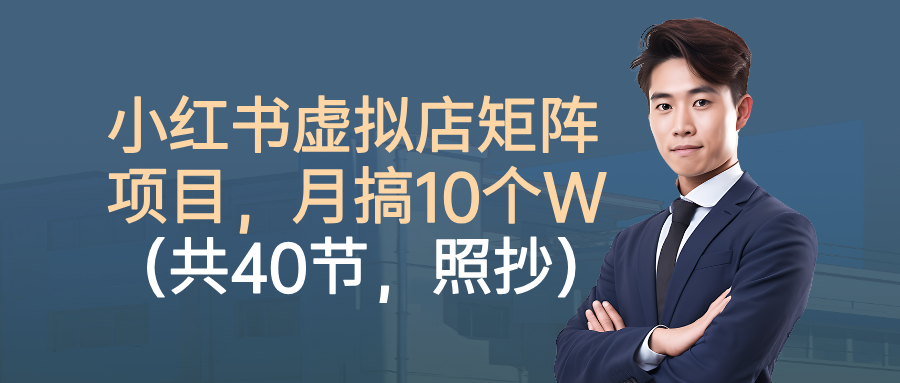 小红书虚拟店矩阵项目，月搞10W（共40节，照抄照做）-立业有术
