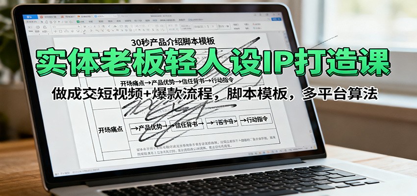 实体老板轻人设IP打造课：做成交短视频+爆款流程，脚本模板，多平台算法-立业有术