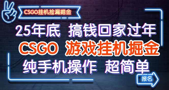 （16343期）25年底搞钱回家过年，CSGO游戏挂机掘金，纯手机操作超简单-立业有术