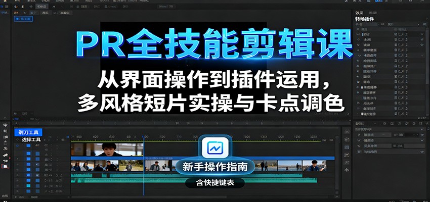 PR全技能剪辑课：从界面操作到插件运用，多风格短片实操与卡点调色-立业有术