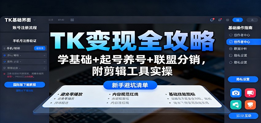 TK变现全攻略：学基础+起号养号+联盟分销，附剪辑工具实操-立业有术