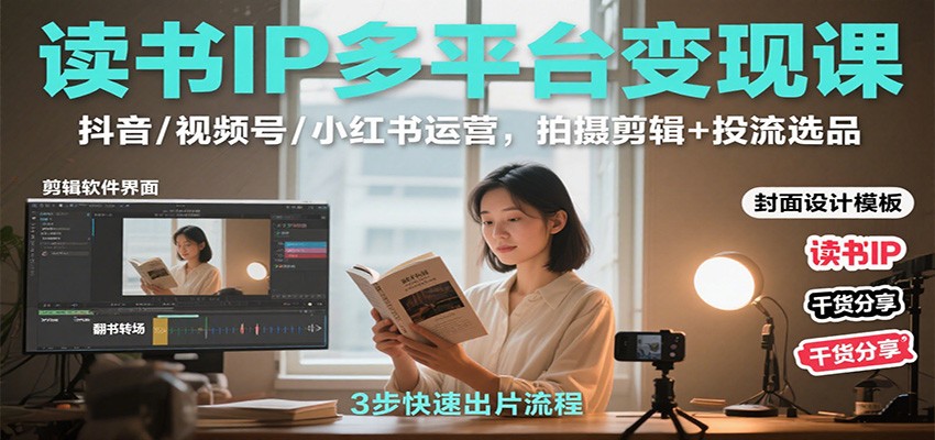 读书IP多平台变现课：抖音/视频号/小红书运营，拍摄剪辑+投流选品-立业有术