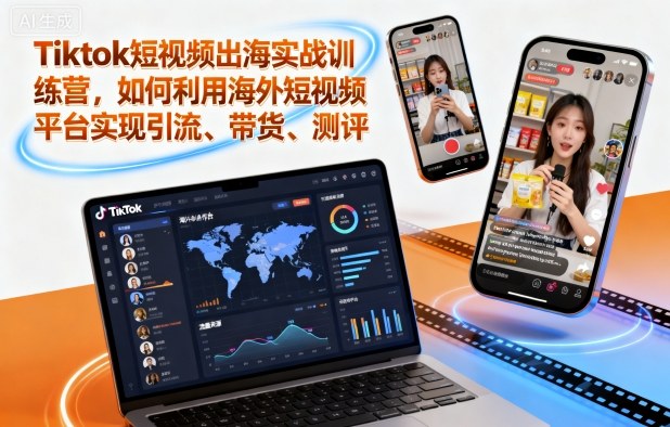Tiktok短视频出海实战训练营，如何利用海外短视频平台实现引流、带货、测评-立业有术