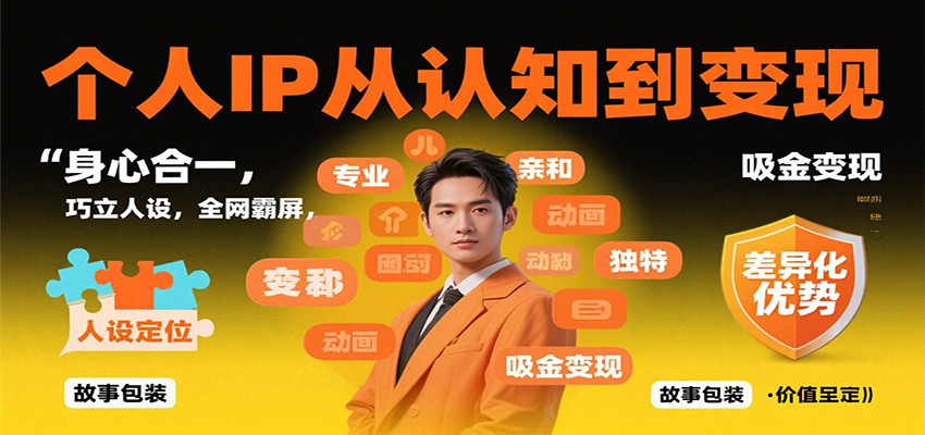 个人IP从认知到变现，身心合一，巧立人设，全网霸屏，吸金变现-立业有术