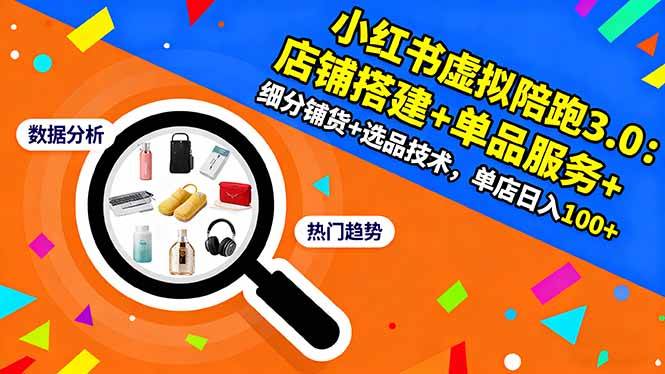 （16451期）小红书虚拟陪跑3.0：店铺搭建+单品服务+细分铺货+选品技术，单店日入100+-立业有术