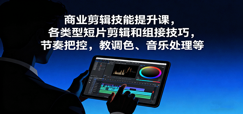 商业剪辑技能提升课，各类型短片剪辑和组接技巧，节奏把控，教调色、音乐处理等-立业有术