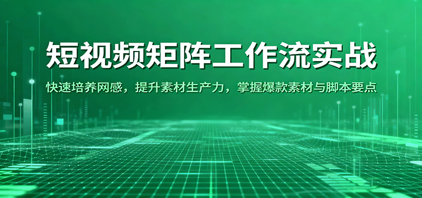 短视频矩阵工作流实战：快速培养网感，提升素材生产力，掌握爆款素材与脚本要点-立业有术