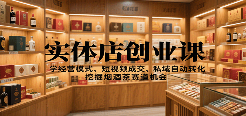实体店创业课：学经营模式、短视频成交、私域自动转化，挖掘烟酒茶赛道机会-立业有术