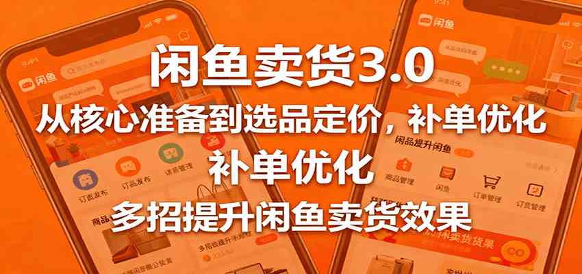 闲鱼卖货3.0，从核心准备到选品定价，补单优化，多招提升闲鱼卖货效果-立业有术