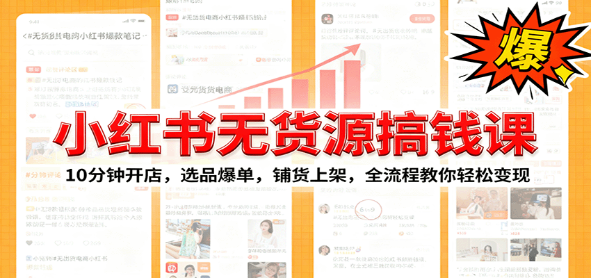 小红书无货源爆单课：10分钟开店，选品爆单，铺货上架，全流程教你轻松变现-立业有术