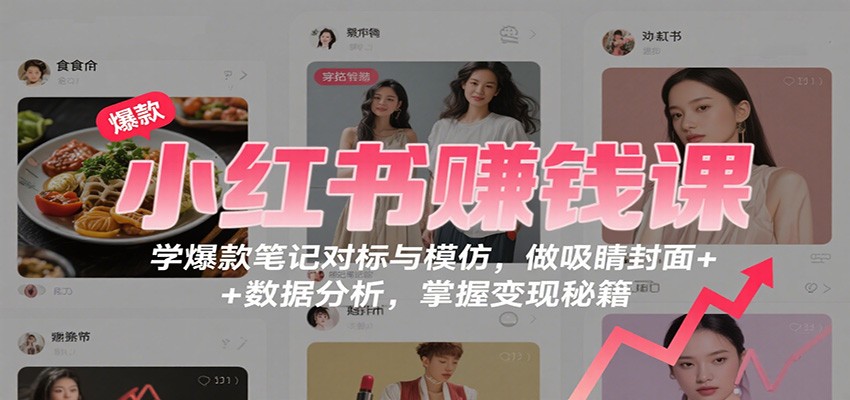 小红书赚钱课：学爆款笔记对标与模仿，做吸睛封面 + 数据分析，掌握变现秘籍-立业有术