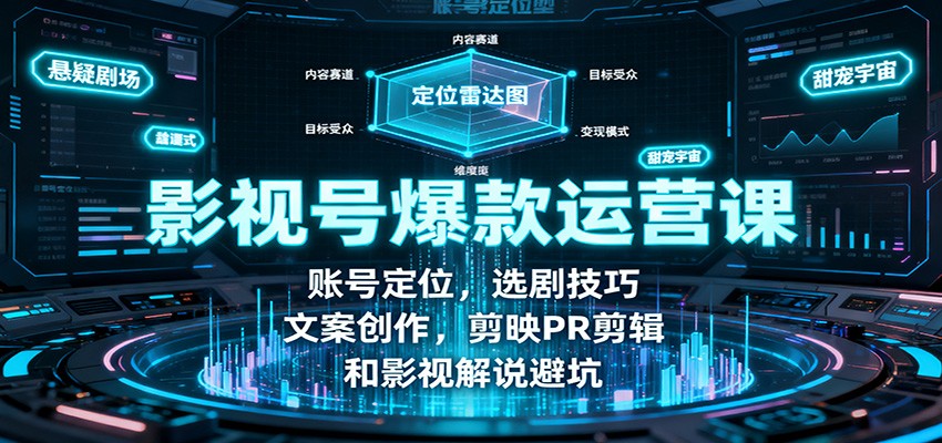 影视号爆款运营课：账号定位，选剧技巧，文案创作，剪映PR剪辑和影视解说避坑-立业有术