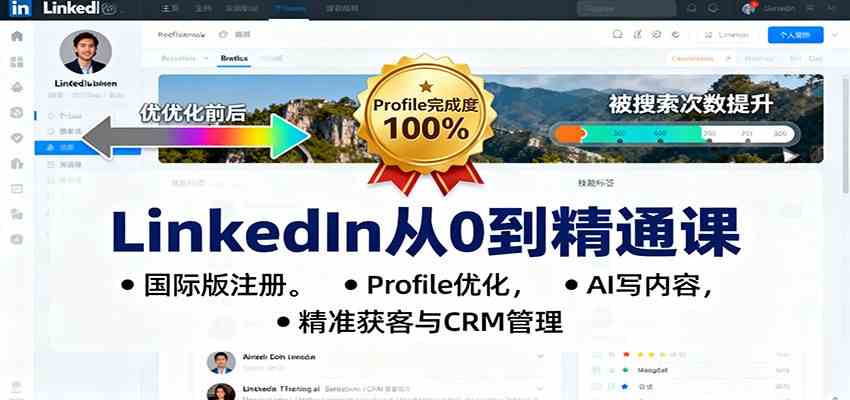 LinkedIn从0到精通课：国际版注册，Profile优化，AI写内容，精准获客与CRM管理-立业有术