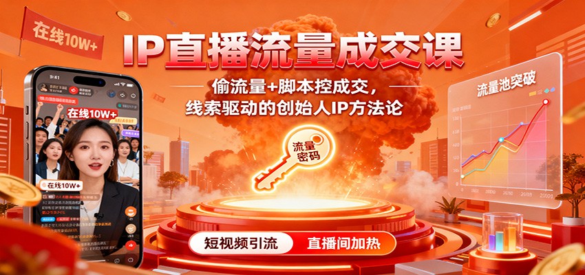IP直播流量成交课：偷流量+脚本控成交，线索驱动的创始人IP方法论-立业有术