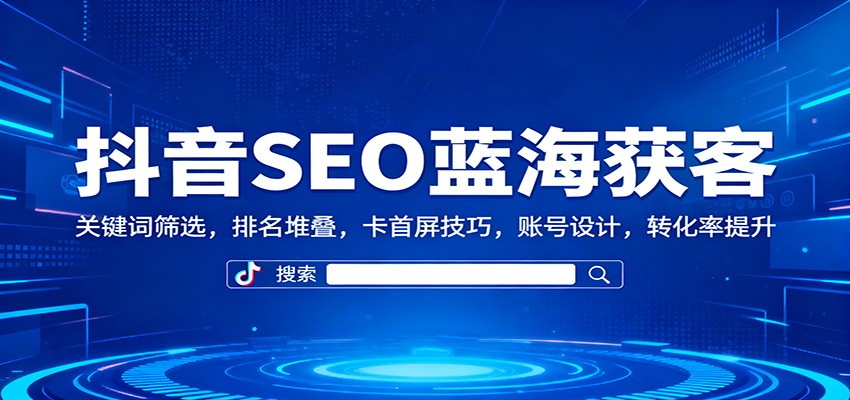 抖音SEO蓝海获客：关键词筛选，排名堆叠，卡首屏技巧，账号设计，转化率提升-立业有术