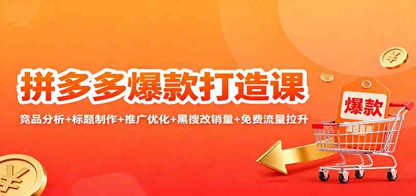 拼多多爆款打造课：竞品分析+标题制作+推广优化+黑搜改销量+免费流量拉升-立业有术