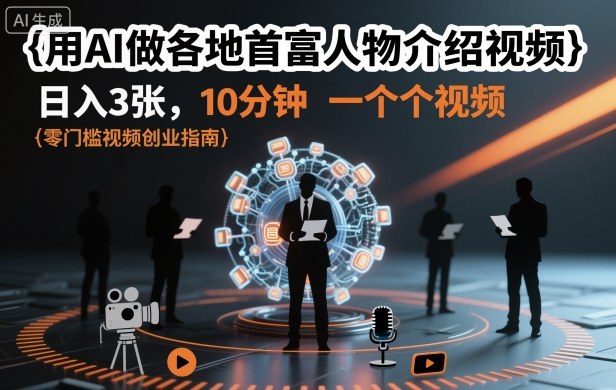 用AI做各地首富人物介绍视频，日入3张，10分钟一个视频-立业有术