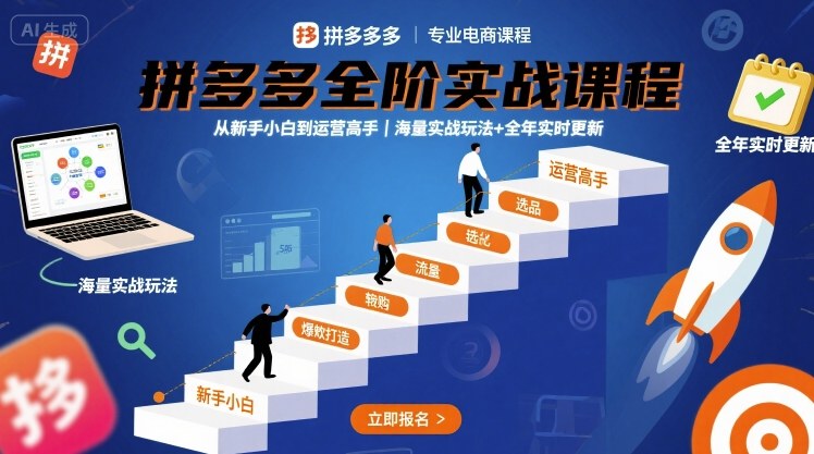 拼多多全阶实战课程，从新手小白到运营高手，海量实战玩法+全年实时更新【2025年10月更新】-立业有术