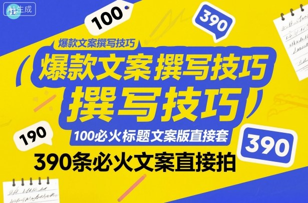 爆款文案撰写技巧，100个必火标题文案模版直接套，390条必火文案直接拍-立业有术