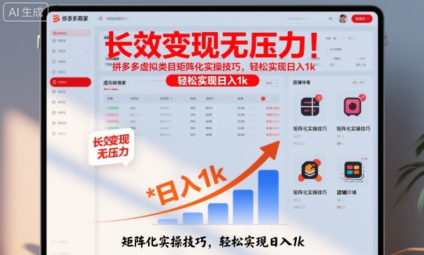 长效变现无压力！拼多多虚拟类目矩阵化实操技巧，轻松实现日入1k【揭秘】-立业有术