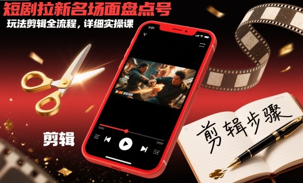 短剧拉新名场面盘点号玩法剪辑全流程，详细实操课-立业有术