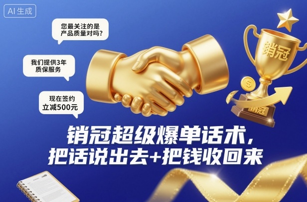 销冠超级爆单话术，把话说出去+把钱收回来-立业有术