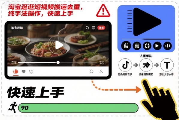 淘宝逛逛短视频搬运去重，纯手法操作，快速上手-立业有术