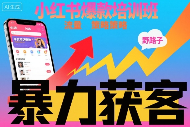 小红书爆款培训班，小红书获客野路子流量打法，暴力持续获客-立业有术